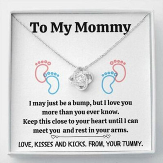 Mom Necklace, To My Mommy “Baby Feet , White” Love Knot Necklace Gift For Mom - Thegiftio UK