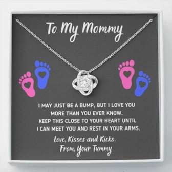 Mom Necklace, To My Mommy “Heart-Feet” Love Knot Necklace Gift For Mom - Thegiftio UK