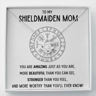 Mom Necklace, To My Shieldmaiden Mom “Worthy” Love Knot Necklace Gift - Thegiftio UK