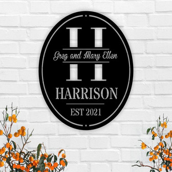 Monogram Metal Sign with Names, Last Name Metal Sign, Split Letter Name Sign, Personalized Last Name Sign, Door Hanger, Outdoor Metal Sign - Thegiftio UK