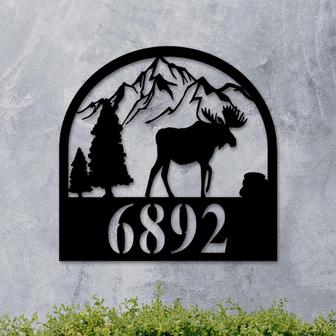 Moose Address Sign, Metal Moose Address Sign, Metal House Numbers, Metal Welcome Sign, House Numbers, Metal Numbers, Personalized Address Si - Thegiftio UK