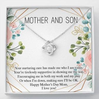 Mother And Son Necklace Gift, Happy Mother's Day Mom Gift From Son, Cute Gift For Mom, Mother Love Knot Necklace, Mother's Day Jewelry - Thegiftio UK
