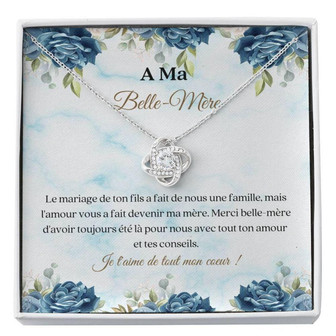 Mother-In-Law Necklace, French Belle-Mere Gift, Carte French Mother in Law Knot Necklace, Ma Belle-Mere - Thegiftio UK
