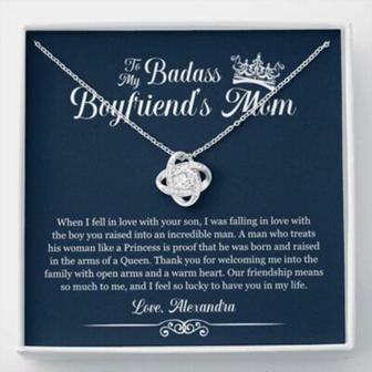 Mother-In-Law Necklace, Personalized Necklace Badass Boyfriends Mom Mothers Day Gift Custom Name - Thegiftio UK