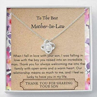 Mother-In-Law Necklace, To My Best Mother In Law Love Knot Necklace Gift , Thank You For Sharing Your Son - Thegiftio UK