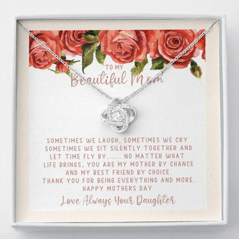 Mothers Day Creamy Roses Best Friends Love Knot Necklace - Thegiftio