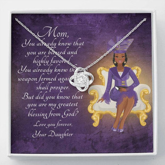 Mother's Day Love Knot Necklace From Daughter With African American Message Card - You Already Know - Thegiftio