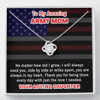 My Amazing Army Mom Love Knot Necklace For Mothers Day D - Thegiftio UK