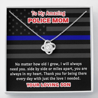 My Amazing Police Mom Love Knot Necklace - Thegiftio UK
