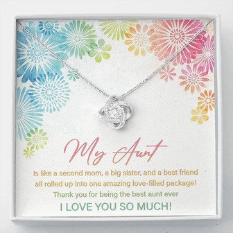 My Aunt My Second Mom Love Knot Necklace Mother's Day Message Card - Thegiftio UK