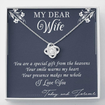 My Dear Wife Love Knot Necklace Message Card - Thegiftio UK