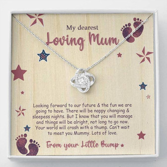 My Dearest Loving Mum - From Little Bump - Pregnancy Gift - Mother's Day Gift - Love Knot Necklace - Thegiftio