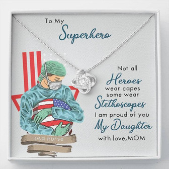 My Superhero Nurse Daughter Interlocking Love Knot Necklace - Thegiftio UK