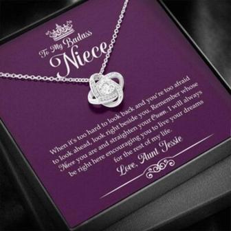 Niece Necklace, Personalized Necklace To My Badass Niece Gift , Straighten Your Crown Custom Name - Thegiftio UK