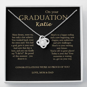 On Your Graduation - Katie - Congratulations - Love, Mom & Dad - Love Knot Necklace - Thegiftio UK