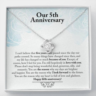 Our 5Th Anniversary You Are The Reason Love Knot Necklace - Thegiftio