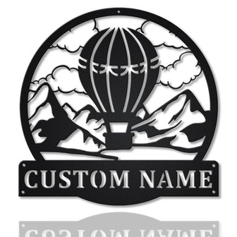 Personalized Air Balloon Monogram Metal Sign Art | Custom Air Balloon Metal Sign | Air Balloon Lover Sign Decoration For Living Room - Thegiftio UK
