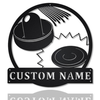 Personalized Air hockey Monogram Metal Sign Art | Custom Air hockey Metal Wall Art | Air hockey Antler Decor | Housewarming Outdoor Metal - Thegiftio UK