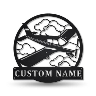 Personalized Airplane Monogram Metal Sign Art ,Custom Airplane Metal Sign, Airplane Lover Sign Decoration For Living Room - Thegiftio UK