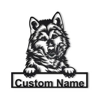 Personalized Alaskan Malamute Dog Metal Sign Art | Custom Alaskan Malamute Metal Sign | Akita Inu Dog Gifts | Dog Gift | Birthday Gift - Thegiftio UK