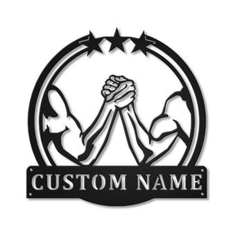Personalized Arm Wrestling Monogram Metal Sign Art | Custom Arm Wrestling Metal Sign | Hobbie Gifts | Sport Gift | Birthday Gift - Thegiftio UK