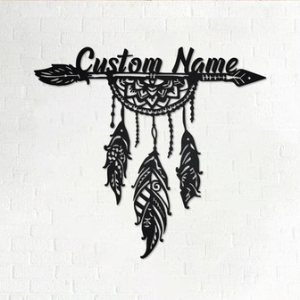 Personalized Arrow Feathers Metal Sign | Arrow Feathers Metal Wall Art | Arrow Feathers Metal wall Decor | Arrow Feathers Native American - Thegiftio UK