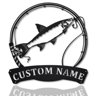 Personalized Asp Fishing Fish Pole Monogram Metal Sign Art , Asp Fishing Fish Metal Sign , Fishing Lover Sign Decoration For Living Room - Thegiftio UK