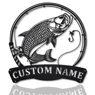 Personalized Atlantic Tarpon Fishing Fish Pole Metal Sign Art | Custom Atlantic Tarpon Fishing Metal Sign | Fishing Gift | Decor Decoration - Thegiftio UK