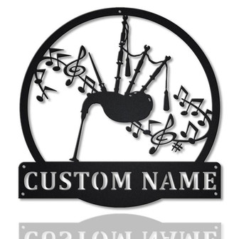 Personalized Bagpipes Music Monogram Metal Sign Art | Custom Bagpipes Music Monogram Metal Sign | Bagpipes Gifts | Musical Instrument - Thegiftio UK
