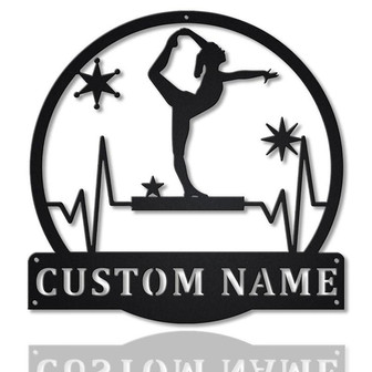 Personalized Balance Beam Monogram Metal Sign Art | Balance Beam Metal Sign | Artistic Gymnastics Outdoor Metal | Hobbie Gift - Thegiftio