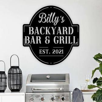 Personalized Bar & Grill Sign, Personalized Outdoor Sign,Custom Bar and Grill Sign, Personalized Metal BBQ Sign, Outdoor Kitchen Metal Signs - Thegiftio UK