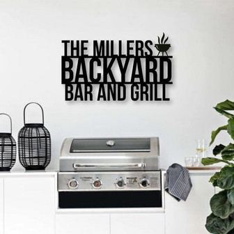 Personalized Bar & Grill Sign, Personalized Outdoor Sign,Custom Bar and Grill Sign, Personalized Metal BBQ Sign, Outdoor Kitchen Metal Signs - Thegiftio