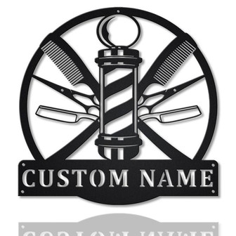 Personalized Barber Hair Stylist Metal Sign Art | Custom Hair Stylist Monogram Metal Sign | Hair Stylist Gifts | Job Gift | Hair Salon Gift - Thegiftio UK