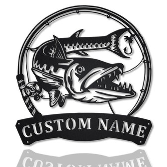 Personalized Barracudas Fishing Fish Pole Metal Sign Art | Custom Barracudas Fishing Metal Sign | Fishing Lover Home Decor | Fishing Gift - Thegiftio UK