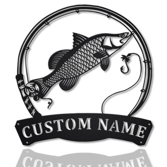 Personalized Barramundi Fishing Fish Pole Metal Sign Art Custom Barramundi Fishing Metal Sign Fishing Lover Sign Decoration For Living Room - Thegiftio UK