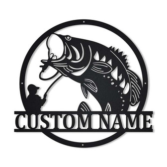 Personalized Bass Fishing Monogram Metal Sign Art | Custom Bass Fishing Metal Sign | Bass Fishing Gifts for Men | Bass Fishing Gift - Thegiftio UK