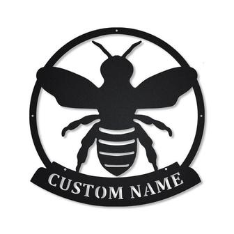 Personalized Bee Queen Monogram Metal Sign Art | Custom Bee Queen Metal Wall Art | Bee Antler Decor | Housewarming Outdoor Metal Sign - Thegiftio UK