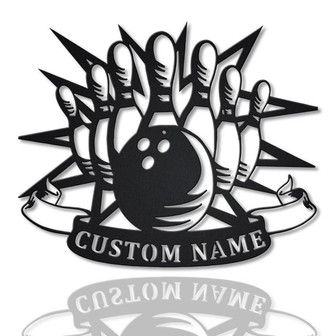 Personalized Bowling Monogram Metal Sign Art | Metal Wall Art | Decor Decoration | Bowling Metal Sign | Housewarming Outdoor Metal - Thegiftio