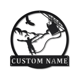 Personalized Bungee Jumping Monogram Metal Sign Art | Custom Bungee Jumping Metal Sign | Hobbie Gifts | Sport Gift | Birthday Gift - Thegiftio UK