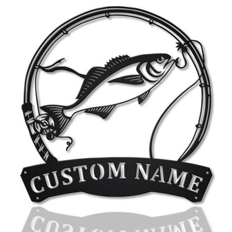 Personalized Butterfish Fishing Fish Pole Monogram Metal Sign Art, Butterfish Fishing Fish Metal Sign , Fishing Lover Sign Decoration - Thegiftio UK