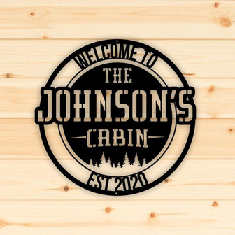 Personalized Cabin Metal Sign, Cabin Sign, Lodge Decor, Cabin Decor, Cabin Lake House Cottage Welcome Sign, Custom Camp Sign, Outdoor Sign - Thegiftio UK