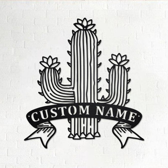 Personalized Cactus Metal Sign, Cactus Metal Wall Art, Office Wall Art, Housewarming Outdoor Metal Sign, Gifts Cactus Lover, Custom Cactus - Thegiftio UK
