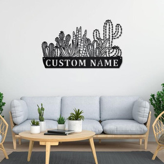 Personalized Cactus Metal Sign V1 | Cactus Metal Wall Art | Office Wall Art | Housewarming Outdoor Metal Sign | Gifts Cactus Lover | - Thegiftio UK