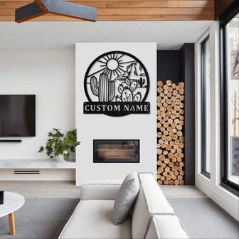 Personalized Cactus Metal Sign V2 | Cactus Metal Wall Art | Office Wall Art | Housewarming Outdoor Metal Sign | Gifts Cactus Lover | - Thegiftio UK