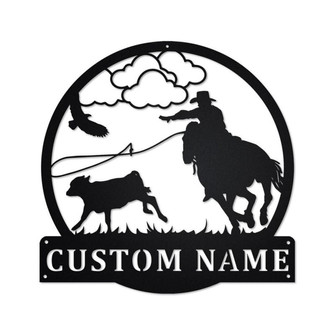 Personalized Calf Roping Metal Sign | Calf Roping Metal Wall Art | Calf Roping Metal Sign | Calf Roping Lover| Calf Roping Gift| Calf Roping - Thegiftio UK