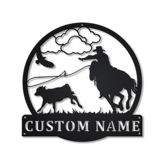 Personalized Calf Roping Sport Monogram Metal Sign Art | Custom Calf Roping Sport Metal Sign | Hobbie Gifts | Sport Gift | Birthday Gift - Thegiftio UK