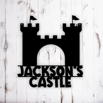 Personalized Castle Metal Sign for Playhouse, Treehouse Sign, Clubhouse Sign, Kids Decor, Playroom Decor, Custom Name Metal Sign, - Thegiftio UK