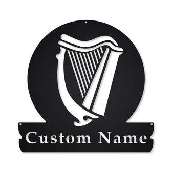 Personalized Celtic Harp Monogram Metal Sign Art | Custom Celtic Harp Metal Sign | Celtic Harp Gifts for Birthday | Music Gift - Thegiftio UK