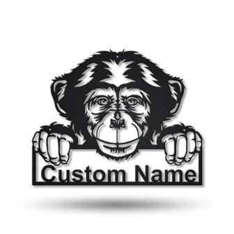 Personalized Chimpanzee Monkey Metal Sign Art | Custom Chimpanzee Monkey Metal Sign | Animal Funny | Pets Gift | Birthday Gift - Thegiftio UK