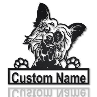 Personalized Chinese Crested Dog Metal Sign Art | Custom Chinese Crested Metal Sign | Chinese Crested Gifts Funny | Dog Gift | Animal Custom - Thegiftio